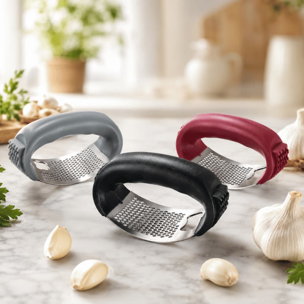 Amassador Espremedor Triturador De Alho Aço Inox Manual Cozinha Resistente 2 em 1 Abridor de Garrafa