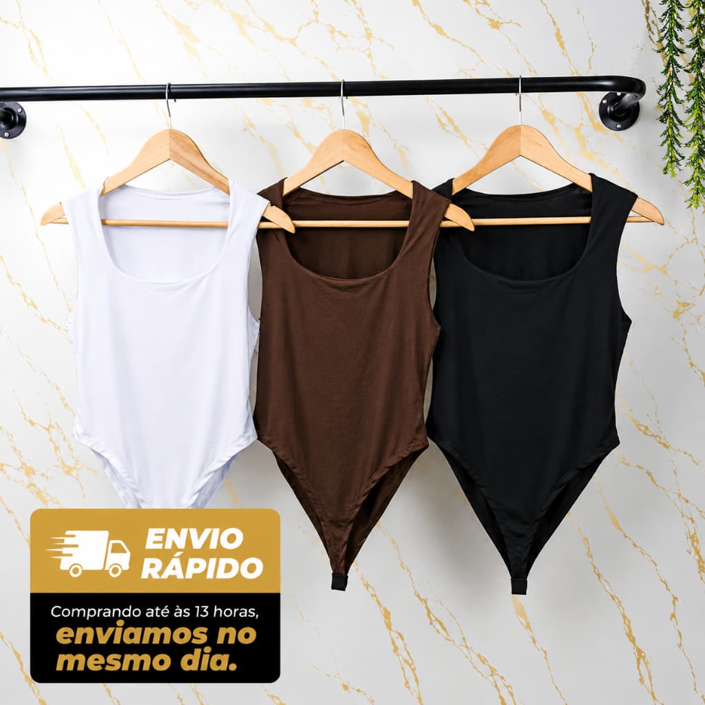 kit body suplex gola quadrada feminino casual dia a dia bori bore preto marrom branco