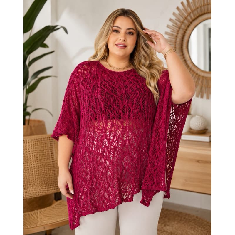 Blusa Ampla Plus Tricot KAFTAN Saida de Praia Acessório Terceira Peça Estilosa Moderna  veste do 38 ao 52/54.