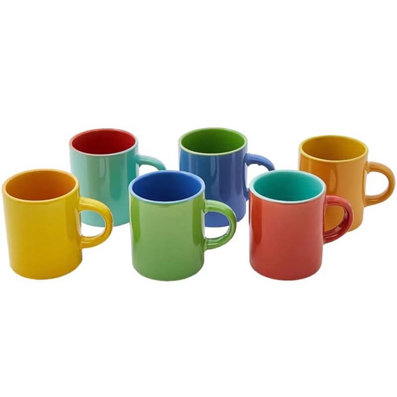 JOGO DE 6 MINI CANECAS EM CERÂMICA 80ML BICOLOR MIMO STYLE XÍCARAS PARA CAFÉ