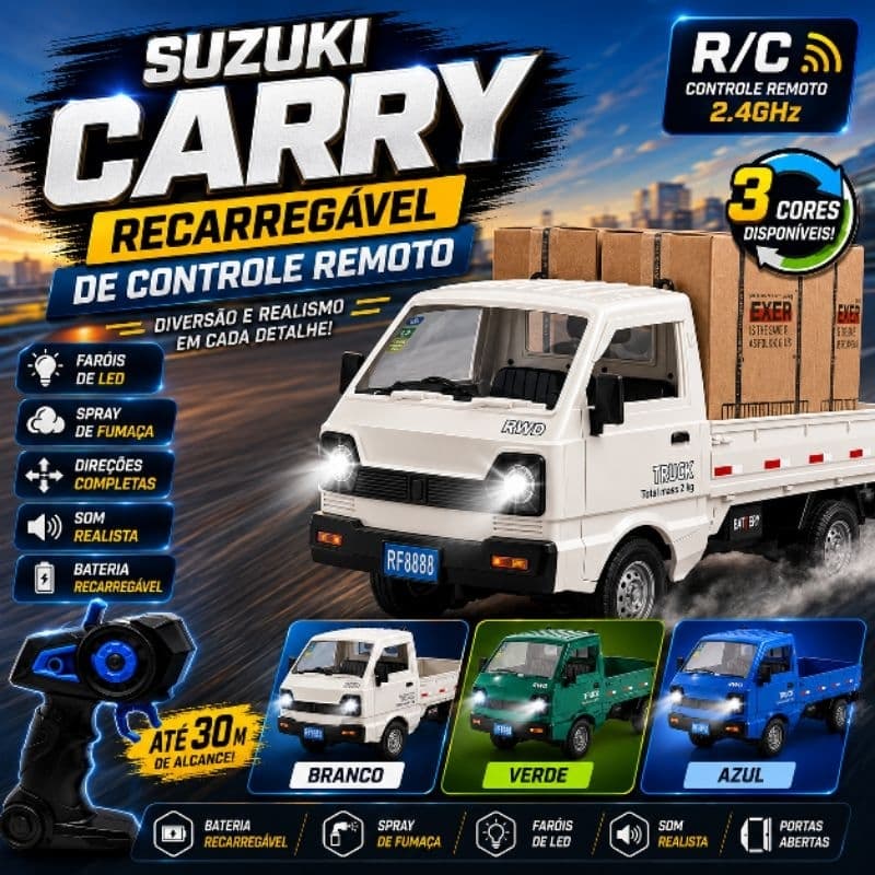 Caminhão Suzuki Carry RC recarregável carrinho de controle remoto com som rc truck com luz led van carreta brinquedo