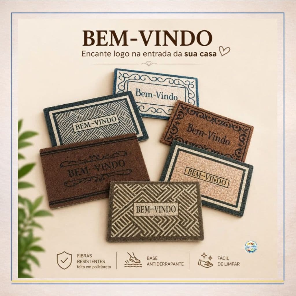 Tapete Porta de Entrada Capacho Bem Vindo Emborrachado Diversas Estampas 38 x 58 cm