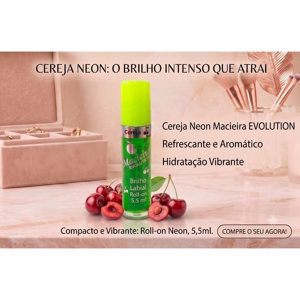 Lip Gloss Macieira cereja: Sabor Delicioso e Brilho Espelhado Intenso