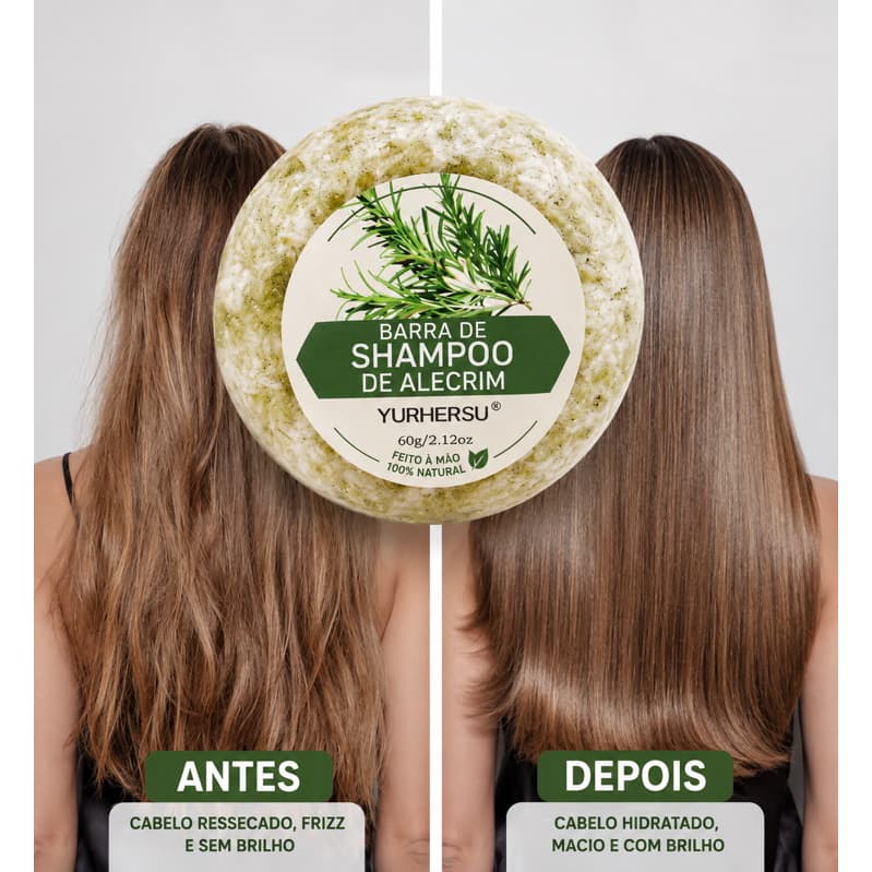 Shampoo em Barra de Alecrim Natural Antiqueda Nutritivo Reparador Crescimento Capilar 60g Cabelos Fortes