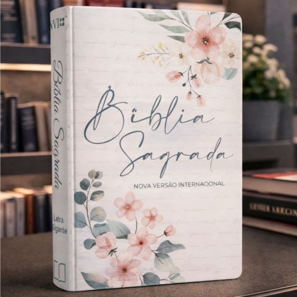 Biblia Feminina NVI | Letra Maior | Floral Branca | Capa Dura