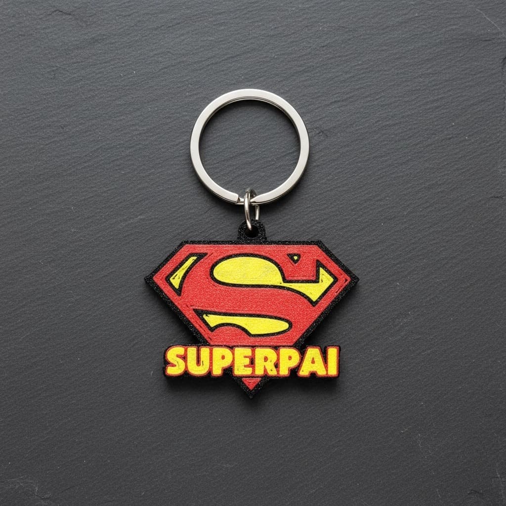 Chaveiro 3D Super Pai Presente Criativo Resistente para Chaves Mochila e Bolsa