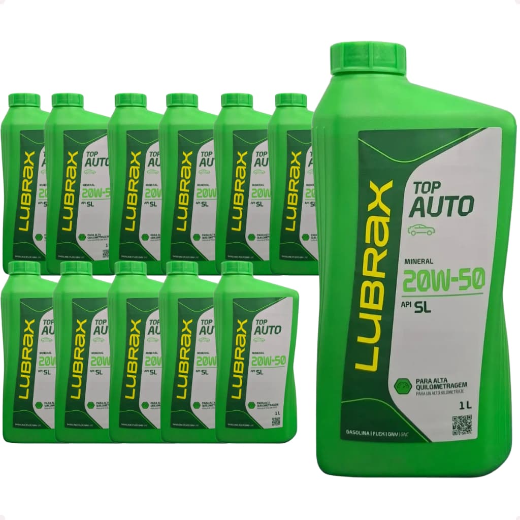Kit 12 Óleo Lubrificante Motor Lubrax Top Auto 20w50 Sl Mineral 1 Litro