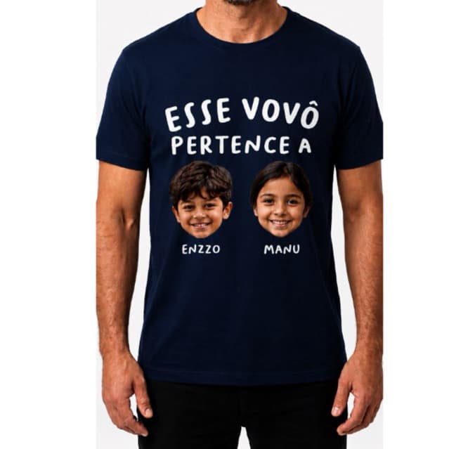 Camiseta Personalizada com foto Pai e Filho(a) Dia dos Pais Esse Vovô  | Camisetas de Filho(a) Presente Criativo
