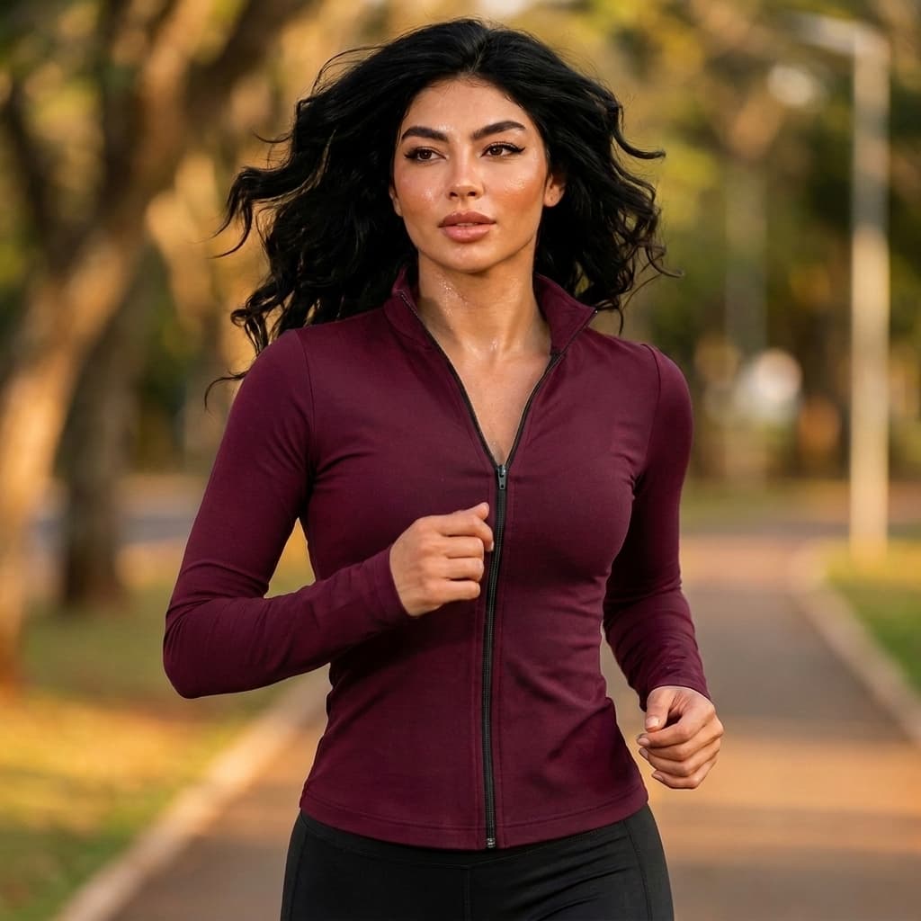 Jaqueta Feminina Fitness Com Zíper Tecido Suplex Premium Modelagem Anatômica Academia Casual P ao GG