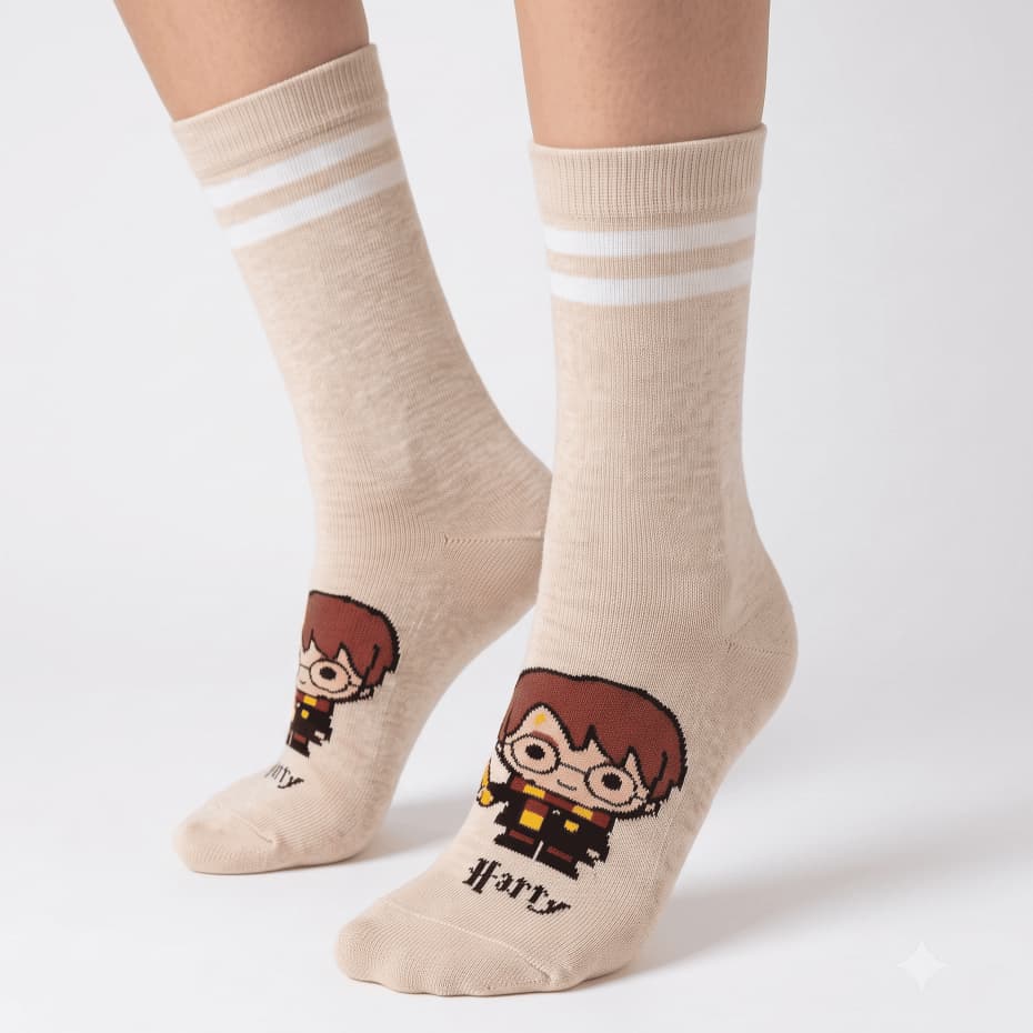 Meia Infantil Menino Harry Potter Personagem Cano Médio Divertida Unissex Geek
