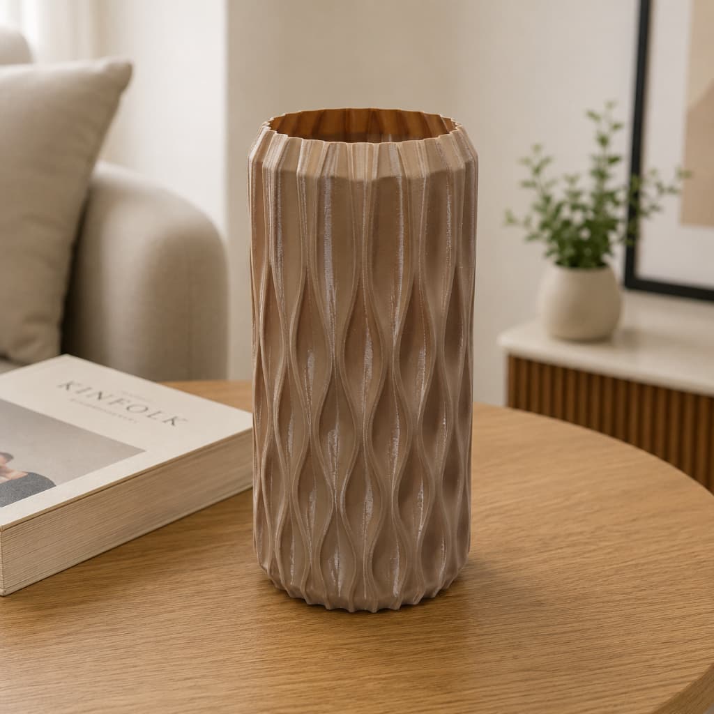 Vaso Decorativo Moderno com Ondas Para Sala Mesa Estante Nicho e Aparador 18,1cm
