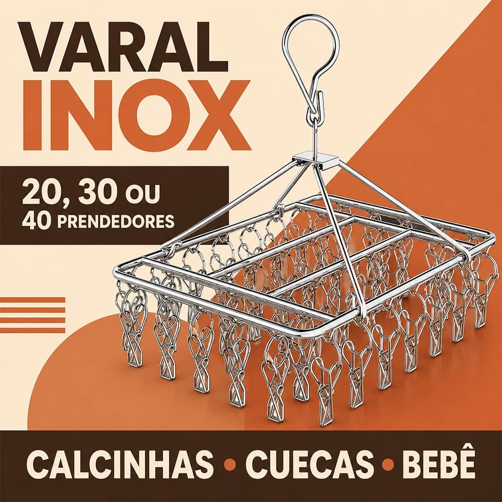 Varal Dobrável de Aço Inoxidável Gancho 360° Prendedores Fortes Para Roupa Íntima Bebê Meias e Cuecas