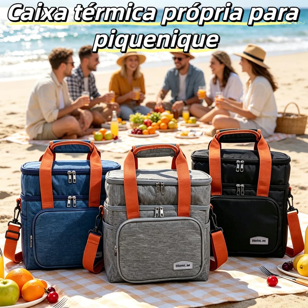 Bolsa para piquenique Bolsa térmica Grande capacidade Design em camadas com isolamento térmico eficiente Design elegante