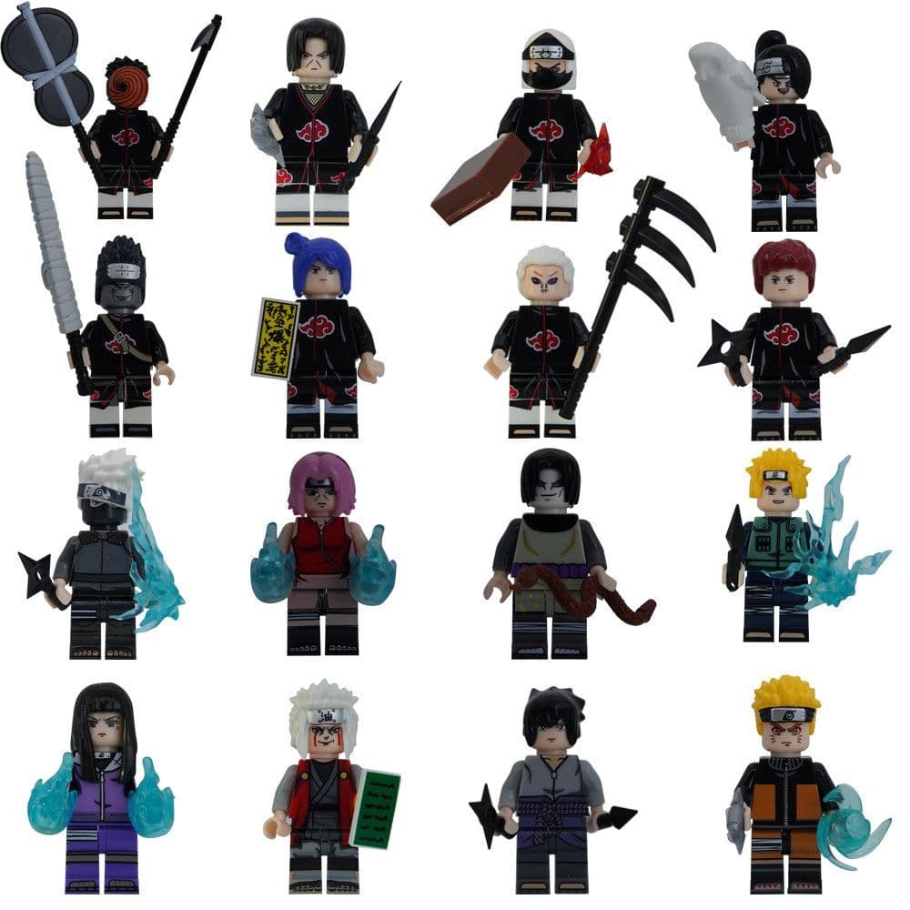 Kit Bonecos Blocos Ninja Estilo Anime 4,5cm Personagens Naruto Akatsuki Arma Exclusiva  Compatível com Blocos de Montar