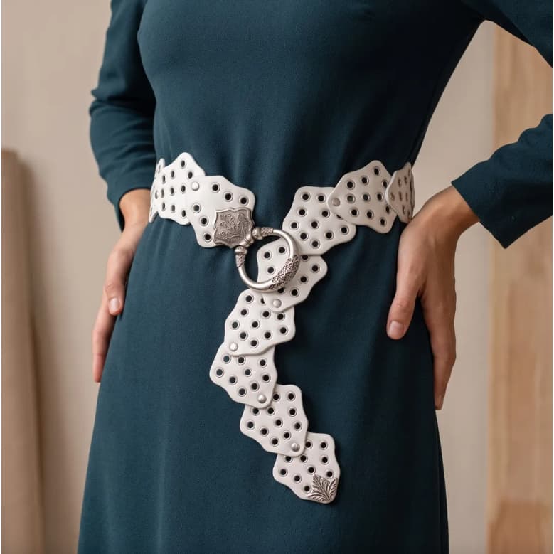 Cinto Western Feminino Largo De Elos Com Ilhós Para Vestido Fivela Argola Vintage