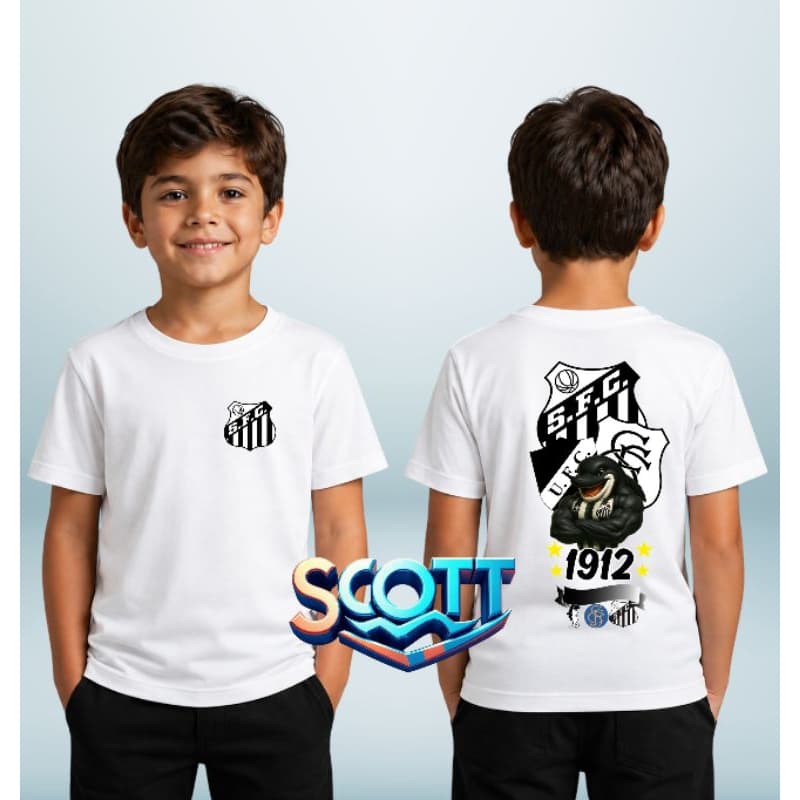 Camiseta infantil torcedor Santos 100% algodão unissex