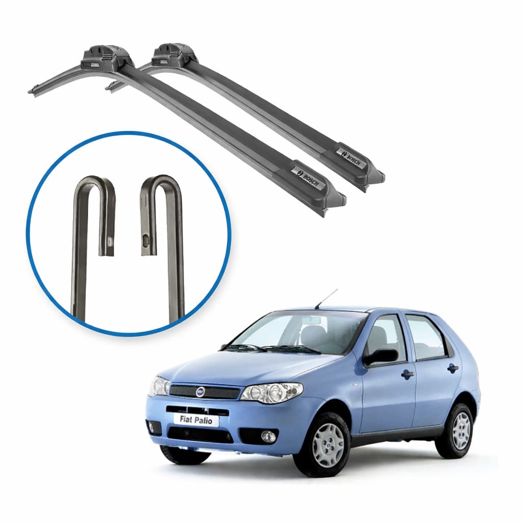 Par Palheta Limpador Para-brisa Fiat Palio Encaixe Gancho U Dianteira Alta Qualidade