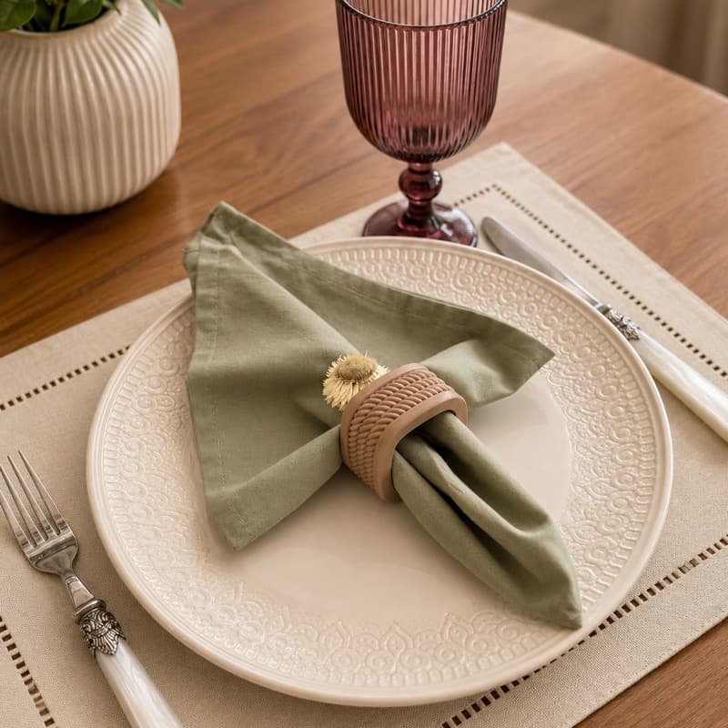 Porta Guardanapo Trançado Decorativo | Anel para Guardanapo de Tecido | Mesa Posta Elegante e Sofisticada