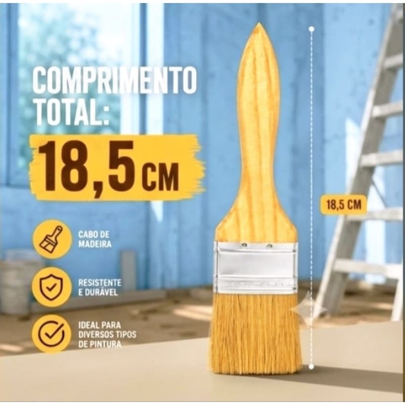 Kit 2 Pincel Para Pintura Profissional e Doméstico 2 Polegadas Alta Resistência Para Tinta Parede Madeira E Verniz