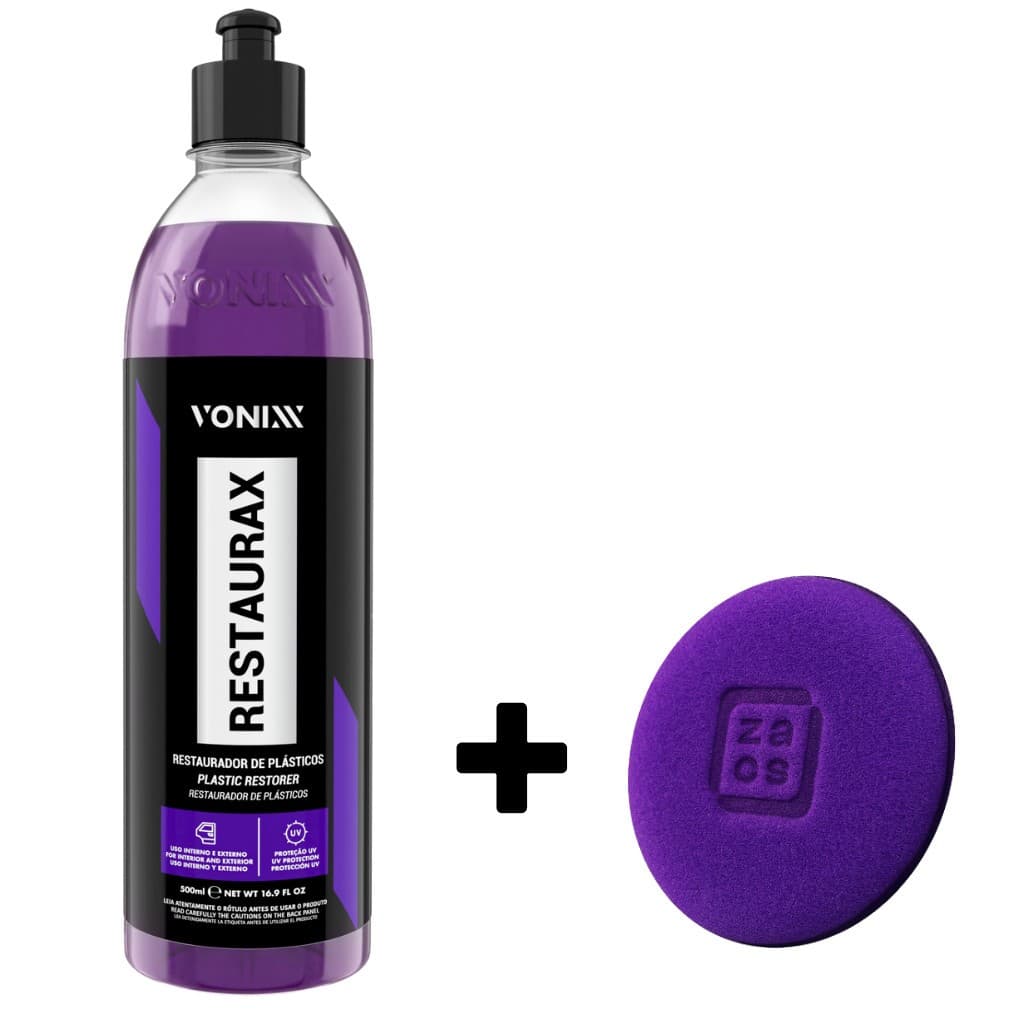 Vonixx Kit Restaurax Restaurador de plásticos 500ml + Aplicador de espuma pequeno Zacs
