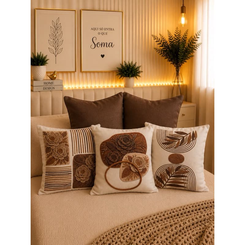 Kit 5 Capas de Almofadas Decorativas 45x45 em Suede Premium com Zíper Invisível para Sofá e cama , Sala e Quarto