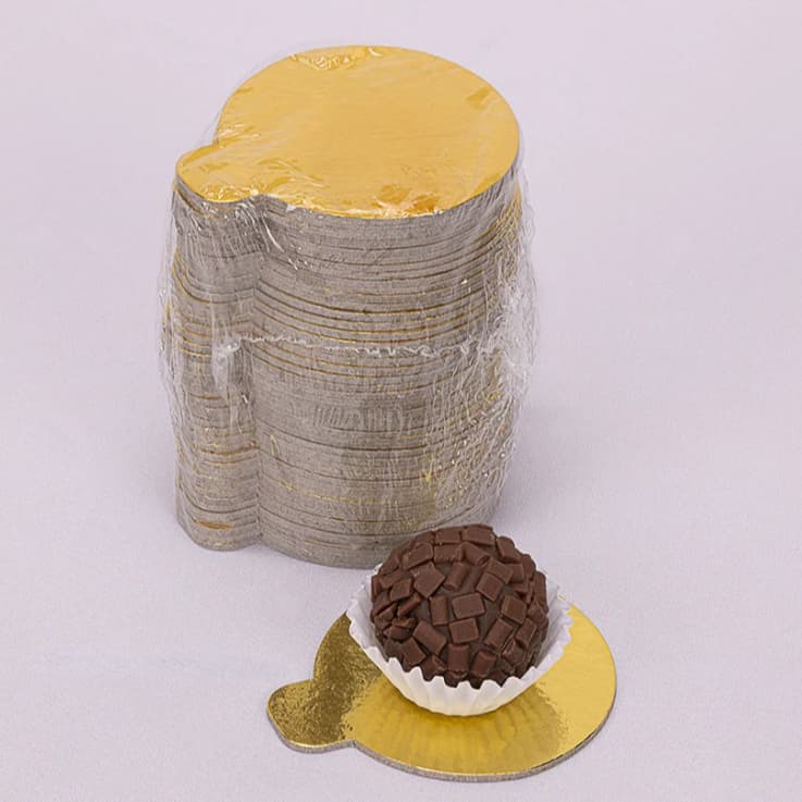 Kit 50 Base Laminada Mini 5,5cm Dupla Face Dourada / Prata - Doces e Decoração de Festa