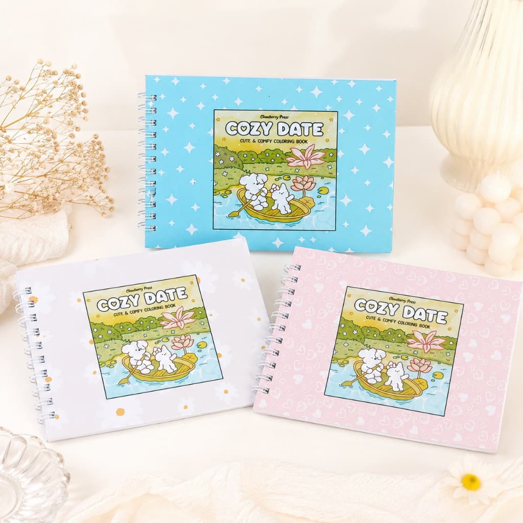 Livro de Colorir Cozy Date A5 Capa Dura 50 Folhas Grossas com Acetato com ou sem Nome