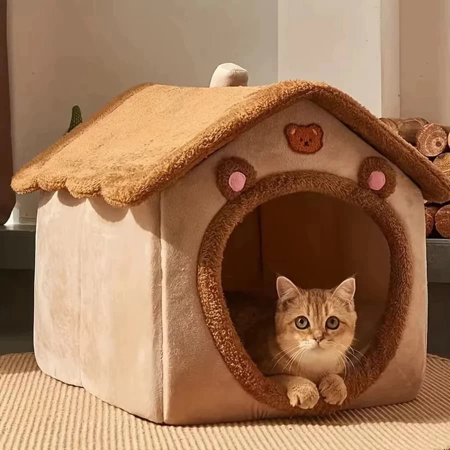 Cama Removível Lavável Quente e Peludo para Cachorro e Gato