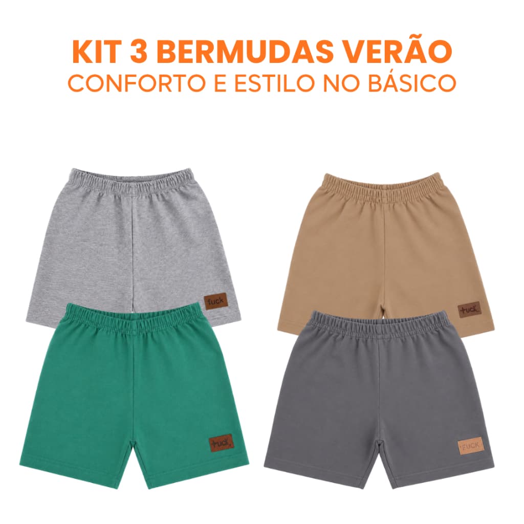 Kit 3 Bermudas Infantil Moletinho MENINO Tamanhos 1 ao 10