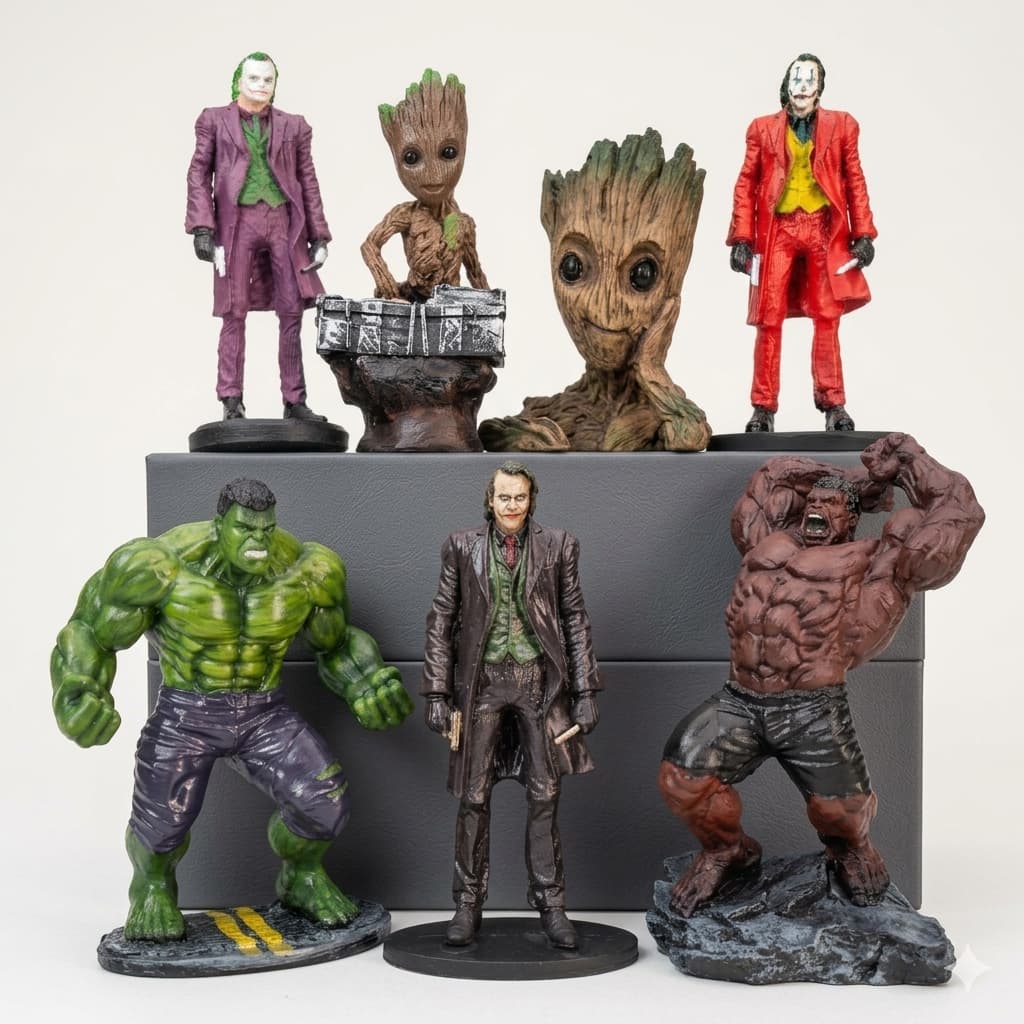 Action Fugures Bonecos Exposição Enfeite Resina Quarto Criança Hulk Groot Coringa