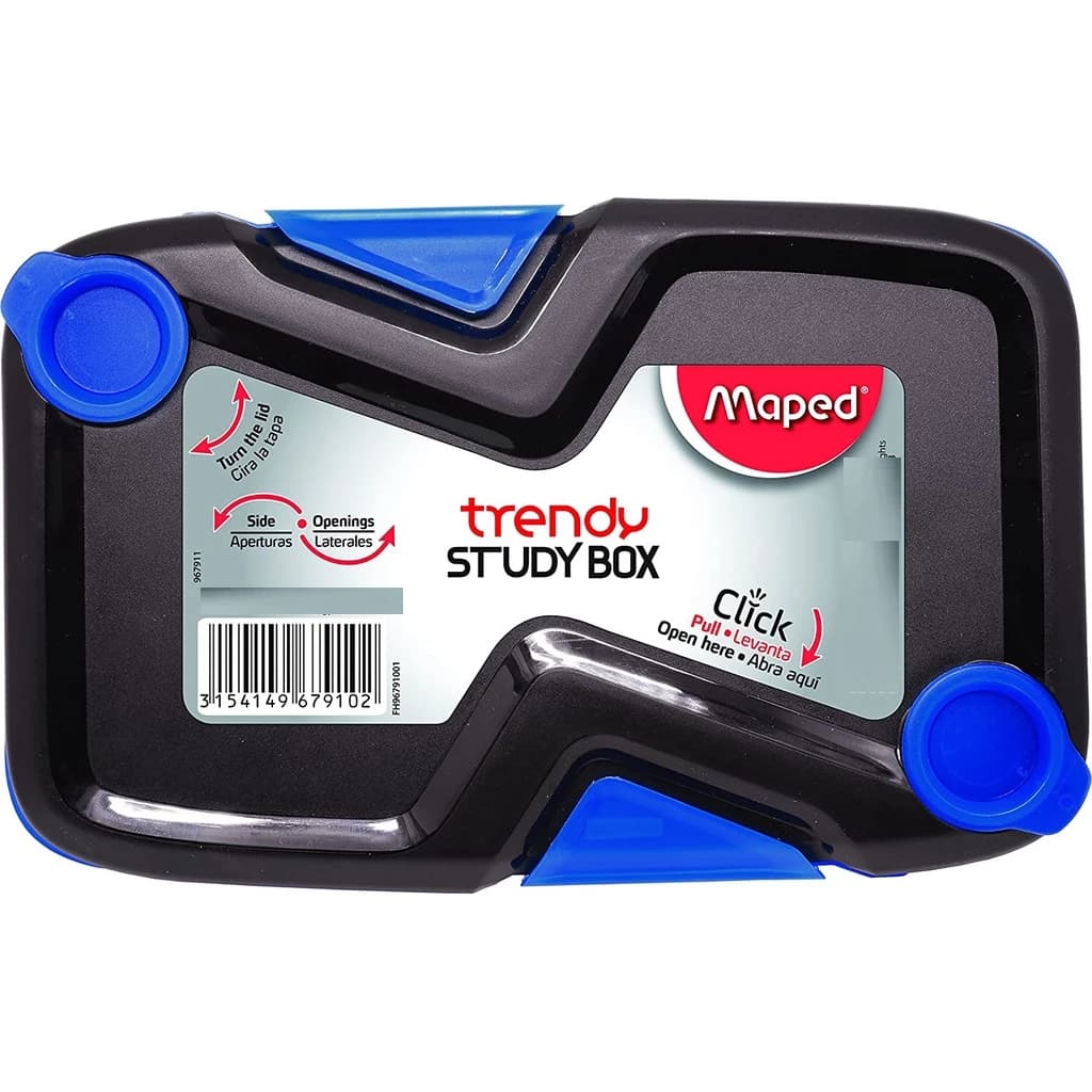 Estojo Plástico Study Box Trendy Maped Azul Rígido Escolar Maleta