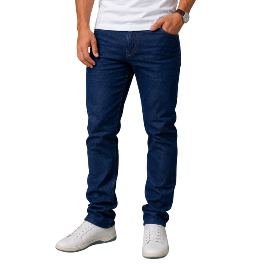 Calça Jeans Masculina Slim Azul Escuro | Lycra Elastano Casual Dia dos Pais | Presente Ideal