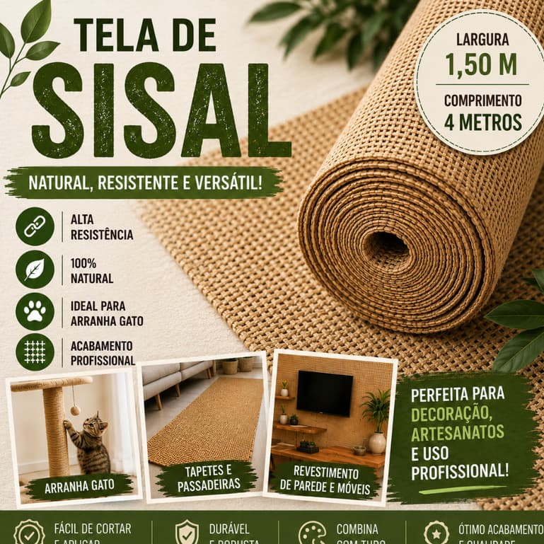 Tela / Tecido Sisal  Larg. 1,50m X 4m Apaeb
