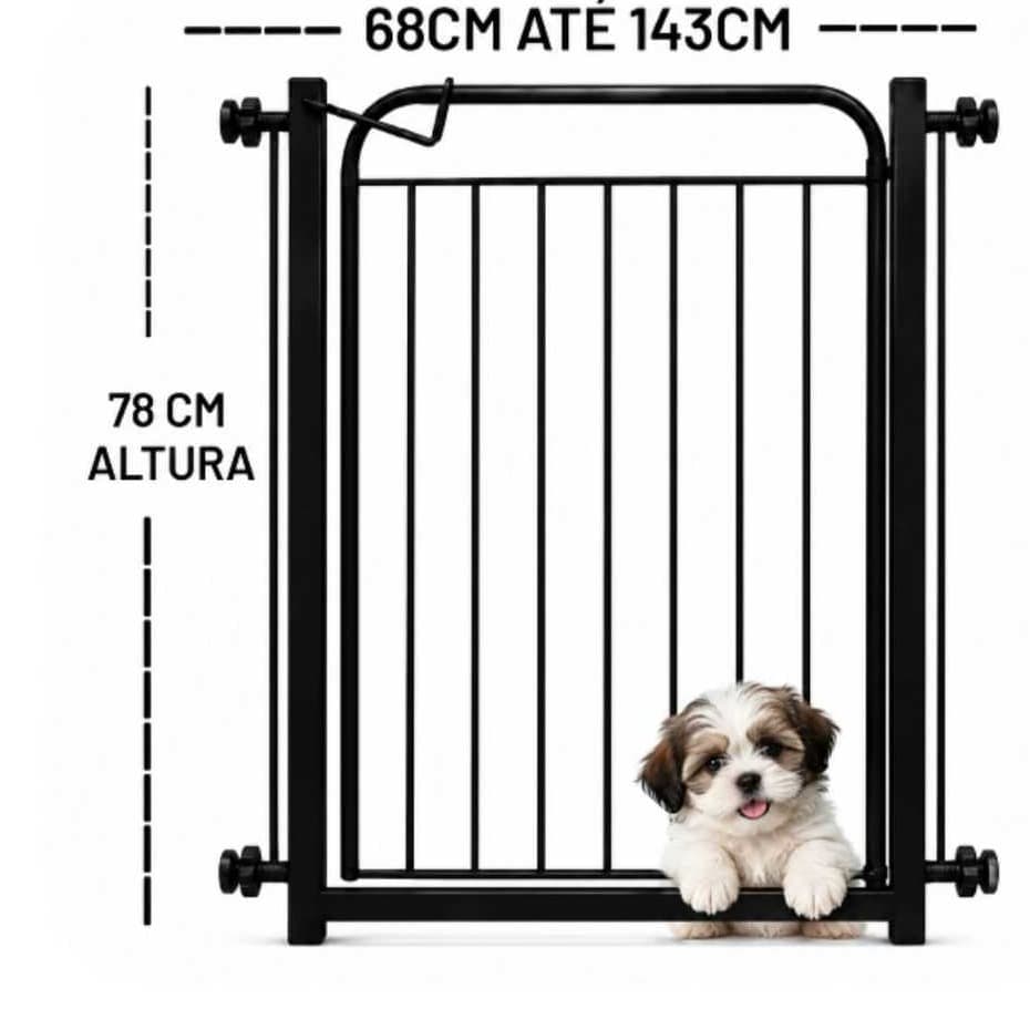Portão Pet ( 68cm A 143cm ) Grade Cachorro Extensores - Cercado Proteção Segurança Crianças