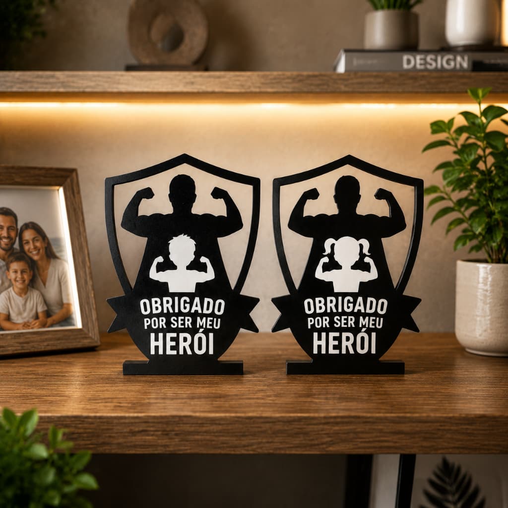 Placa Decorativa Pai | Obrigado por Ser Meu Herói | Presente Dia dos Pais | Enfeite Decoração