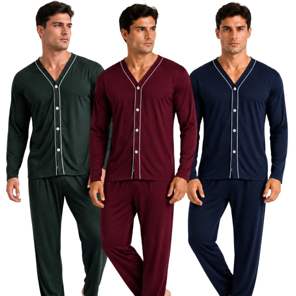 Pijama Longo Masculino Botões