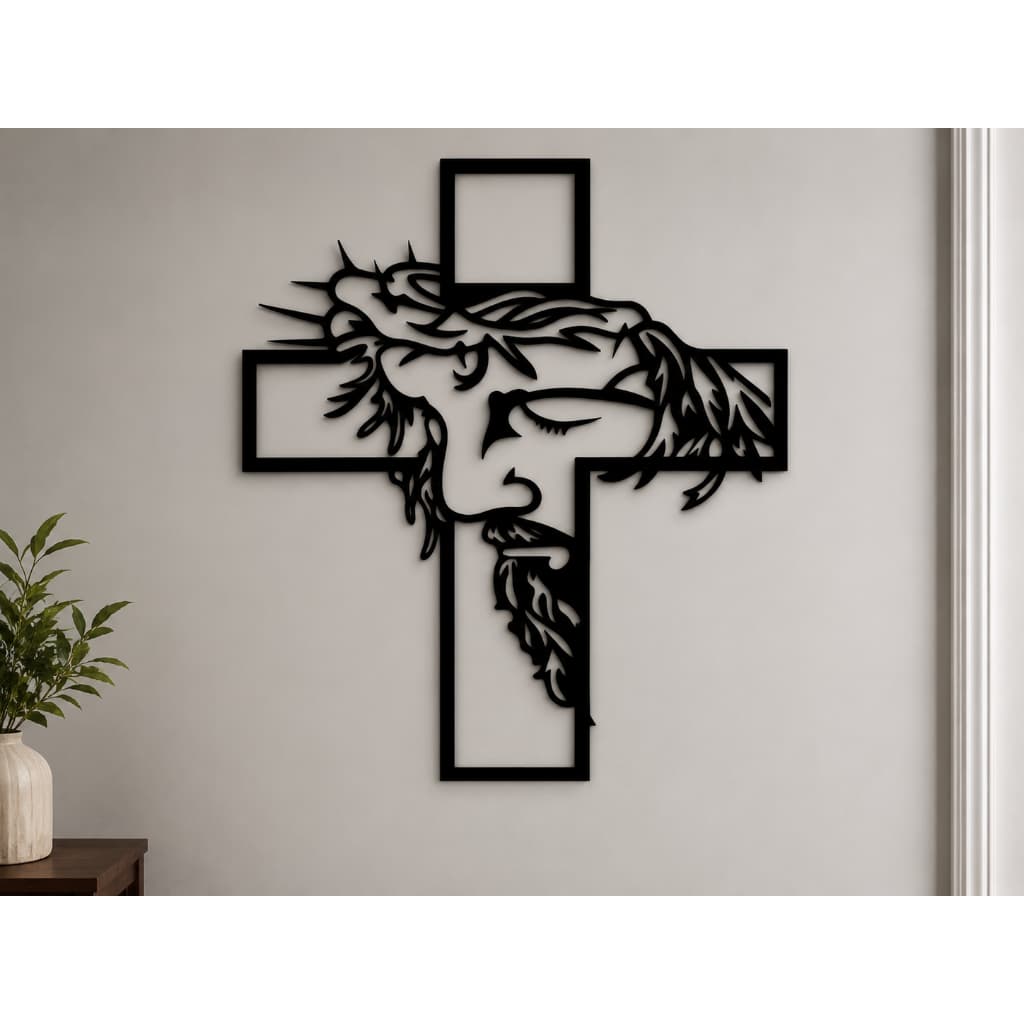 Quadro Jesus Cristo Decorativo Cruz Preto 32cm Parede Sala Quarto Escritório Presente Religioso