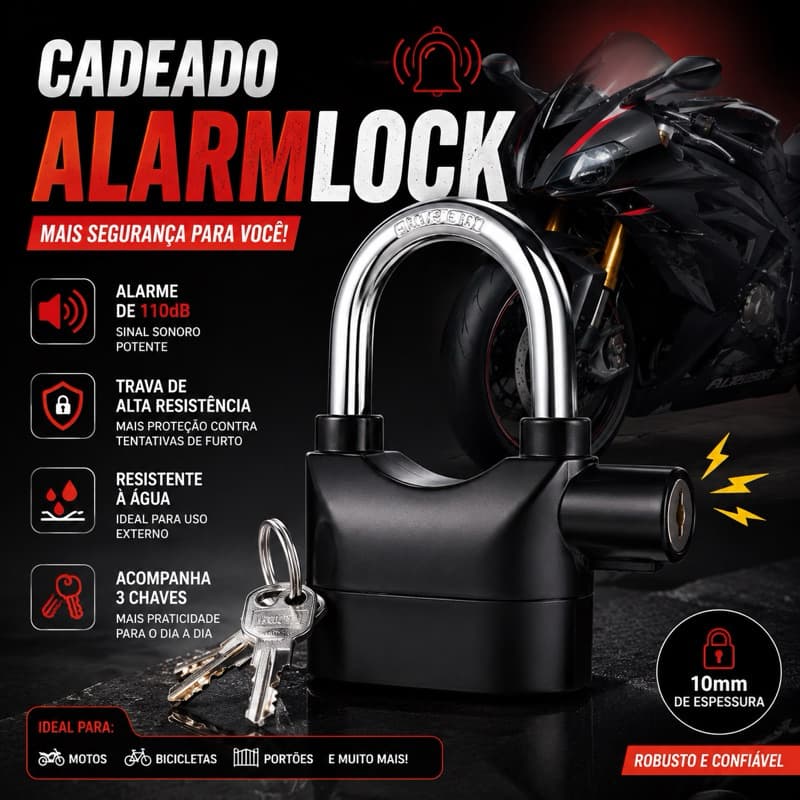 Cadeado com Alarme Sonoro de 110dB para Máxima Segurança