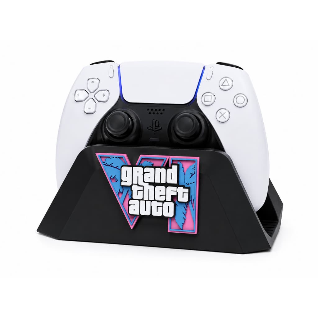 Suporte Para Controle PS5 e Xbox Series X|S GTA VI Preto Base Organizadora Gamer Decorativa
