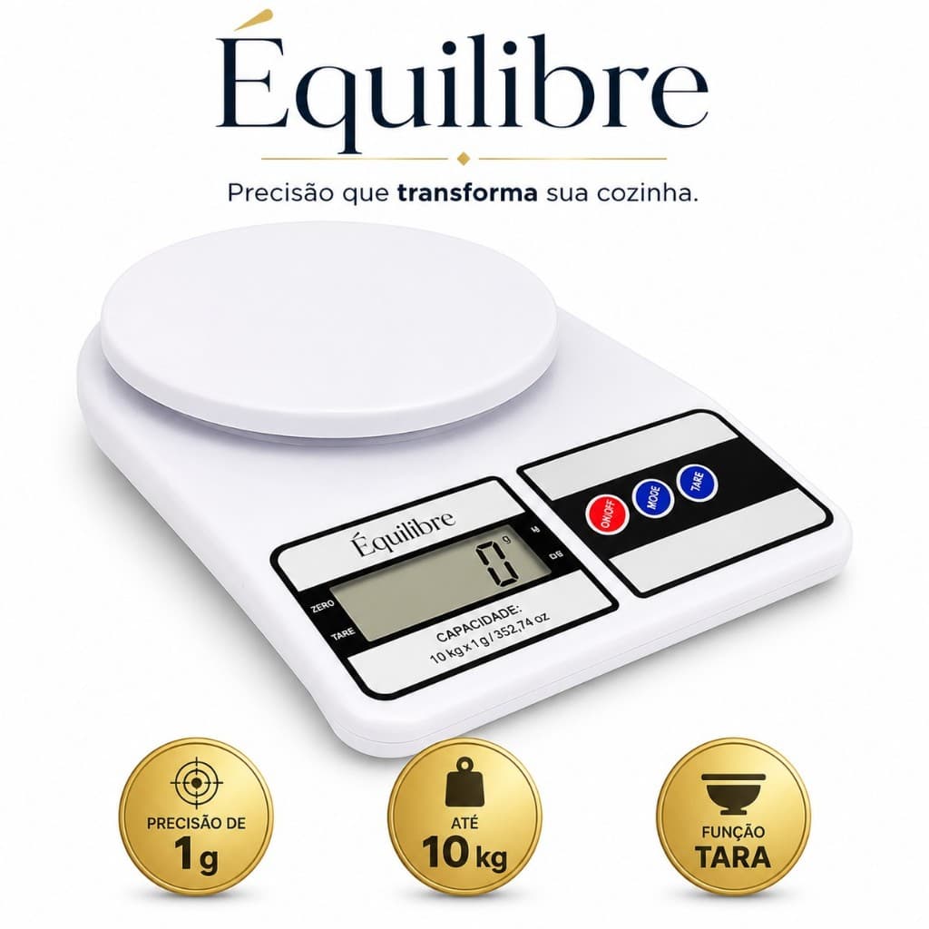 Balança Digital De Cozinha 10kg Alta Precisão Visor LCD