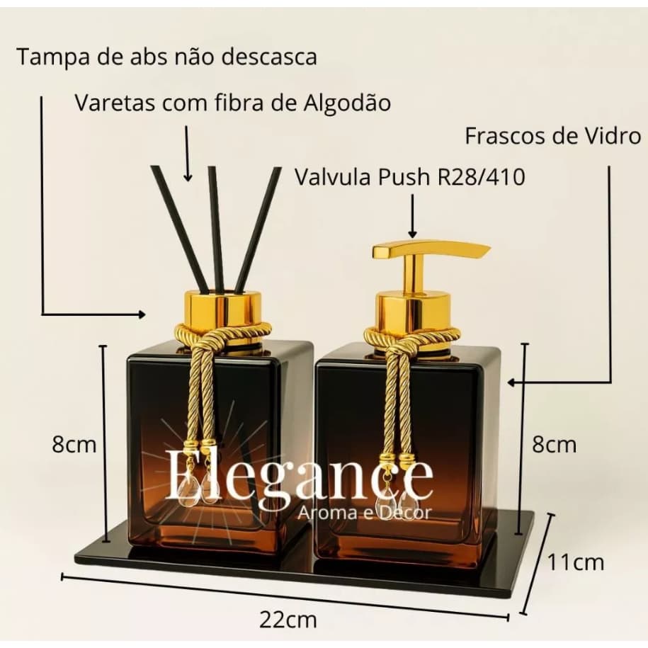 Promoção Relâmpago Kit Difusor De Ambientes Aromatizador Cubo + Lavabo sabonete Liquido Luxo C/bandeja