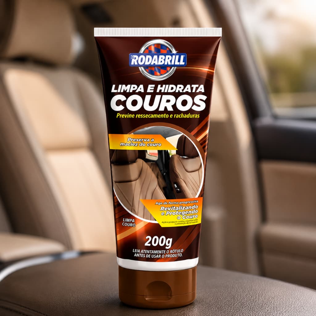 Limpa e Hidrata Couro Automotivo Rodabrill 200g – Revitaliza, Protege e Remove Ressecamento