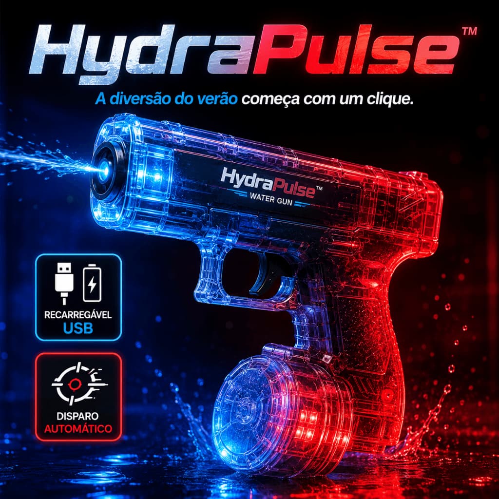 Pistola de Água Elétrica Automática Recarregável com LED Tambor Grande HydraPulse para Piscina e Praia