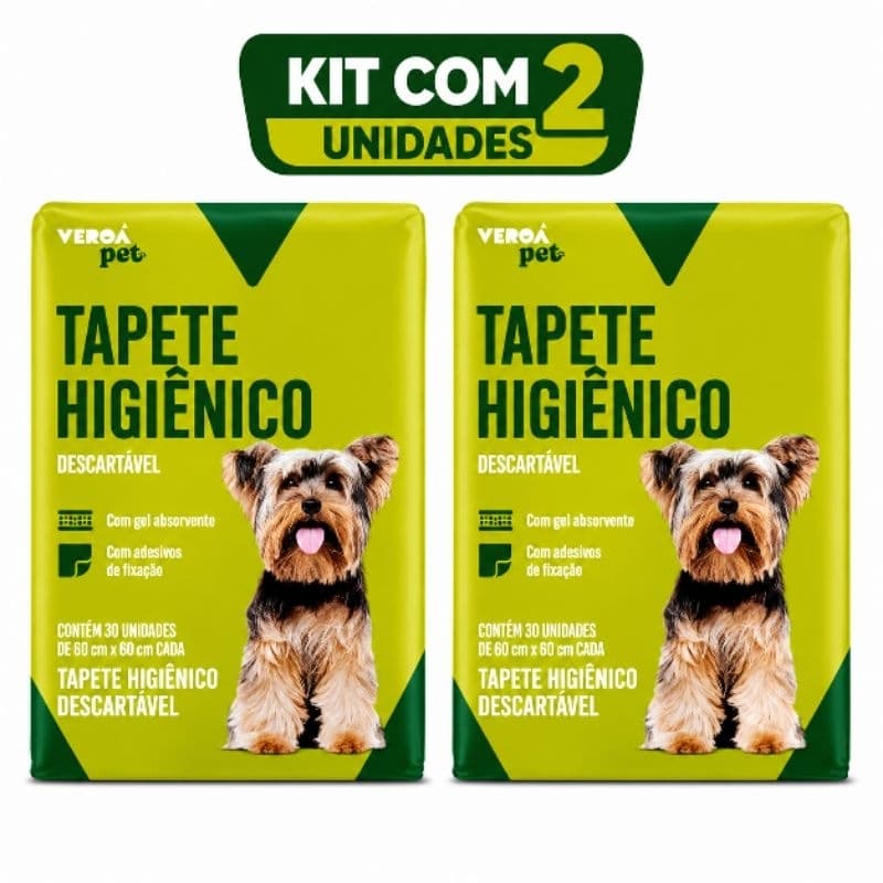 Kit 2 Tapete Higiênico Pet Descartável 60x60 Veroá Com 30 Unidades - Total 60 Unidades