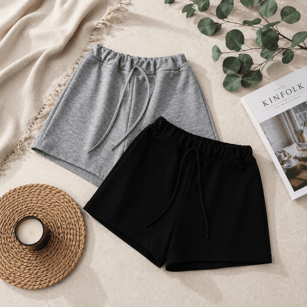 Shorts Feminino Soltinho Moletom Cordão Falso Premium