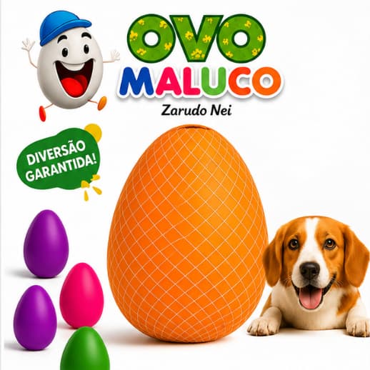 Brinquedo Ovo Maluco Interativo Para Cachorro Mordedor Resistente Antiestresse Pet Tamanho G 25cm