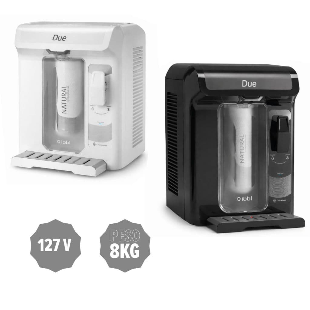 Purificador de Água IBBL Due 127V com Compressor Branco ou Grafite Água Gelada Filtro Natural C+3 para até 7 Pessoas