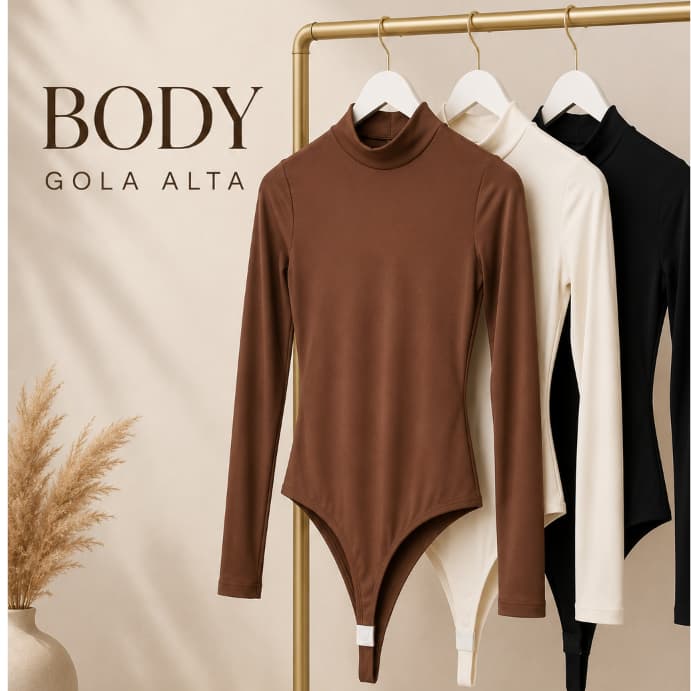Body Feminino Manga Longa Gola Alta Básico Suplex Premium Segunda Pele  Inverno Cacharrel  Casual Elegante Moda Feminina