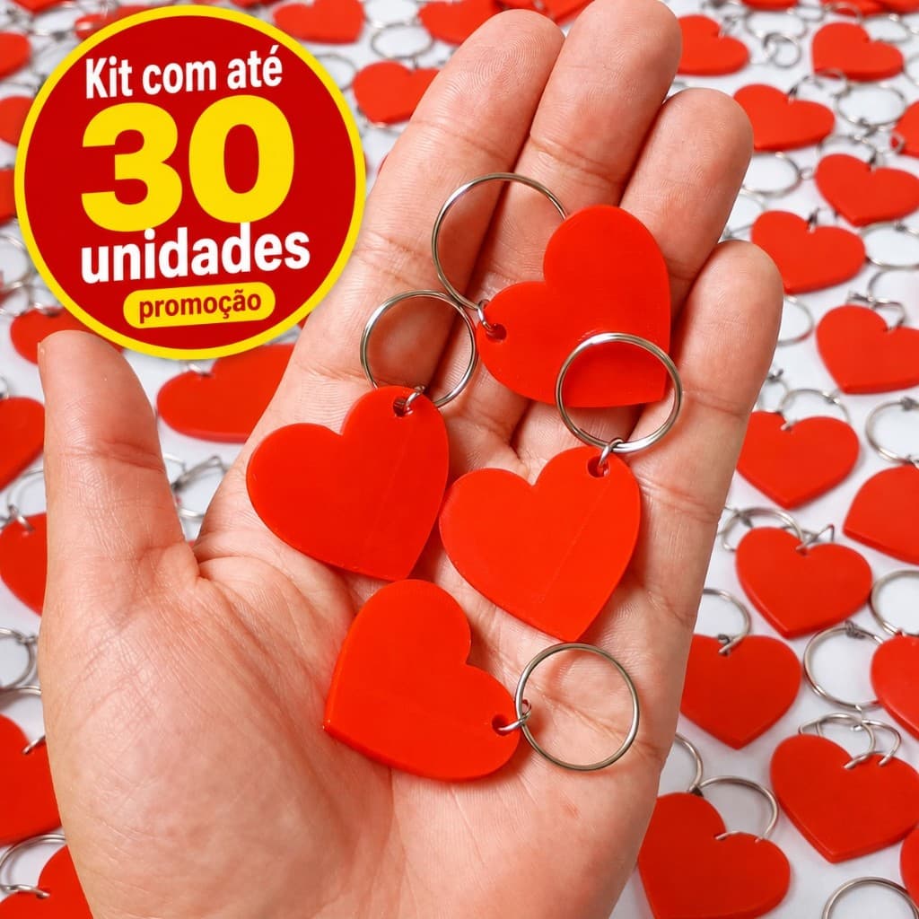 Chaveiro de Coração de Amor Fofo para Casais e Amizade Jóias Aniversário Presente datas especiais kit com 5/10/30 un