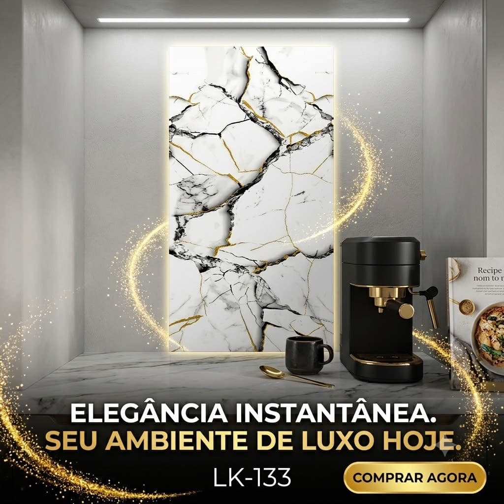 Placa Adesiva Marmorizada Branco Com Dourado 120x300cm Painel Papel De Parede Mármore PVC 3D Autocolante Lavável